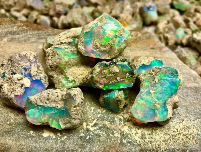Dry Opal Rough Lot 10 Stück 50 Karat äthiopischer Welo-Opal roh zum...