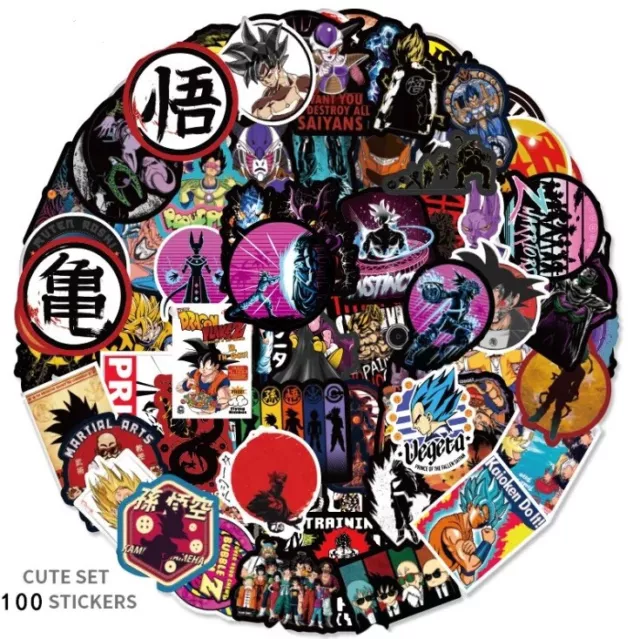 100Pc Anime Dragon Ball Z Super Saiyan Goku Vegeta Piccolo Pan Sticker DBZ