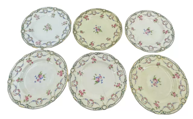 Lot of 6 Signed Mintons 9" Luncheon Plates Floral Wreath Pattern Hamilton Clark