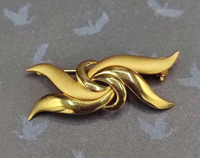 Broche Plaqué Or , Perle et Aigue-Marine