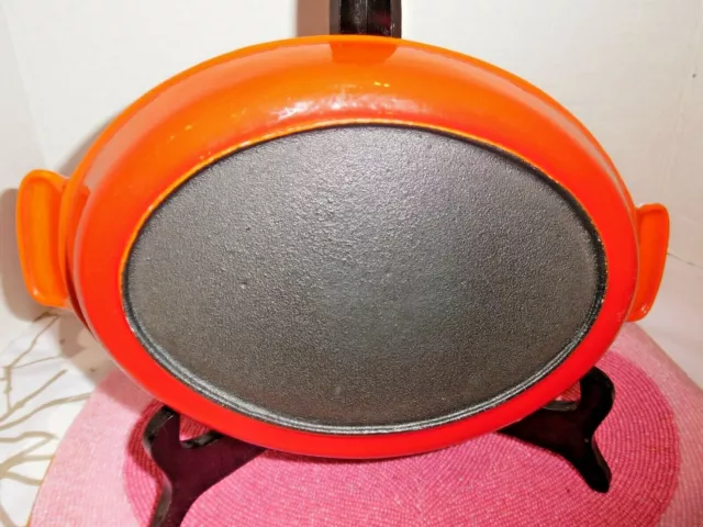 Vtg  Enamel Cast Iron Oval Flame Au Gratn Baking Dish Unmarked Le Creuset Style