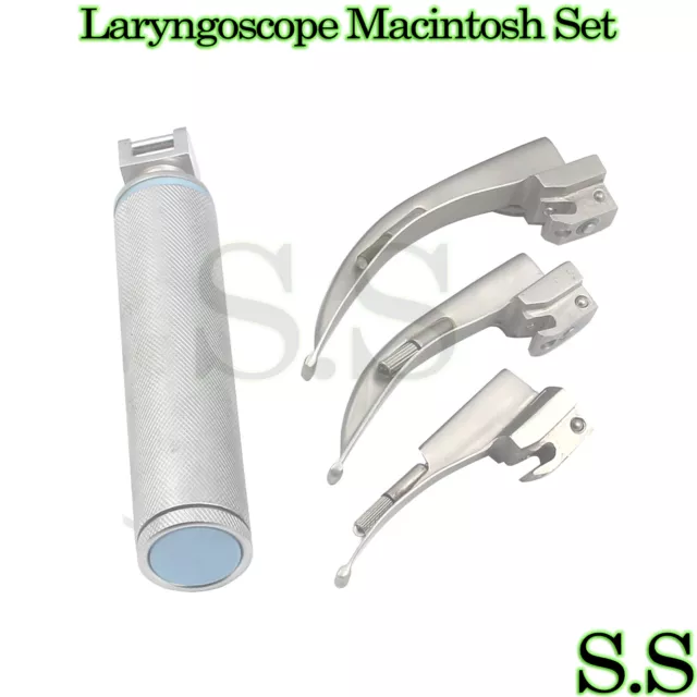 Laryngoscope Macintosh Set (1 handle C, 3 Mac Blades) LS-3057