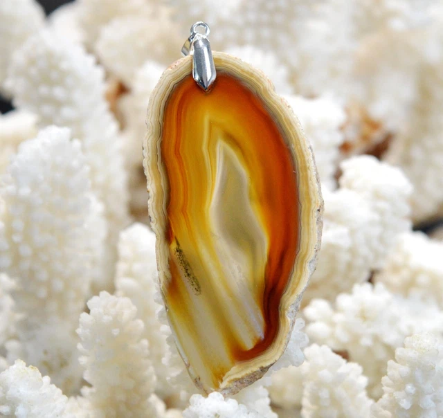 Pendentif En Agate Naturelle Brute – 143 Carats – Tranche De Pierre Du Brésil – Neuf Avec étiquettes
