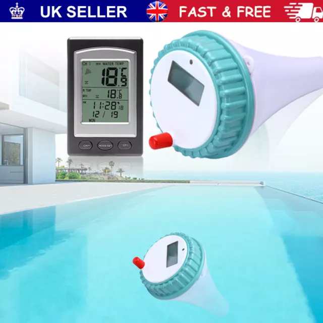 Wireless Digital Floating Swimming Pool Thermometer Bath Temperature Remote New.