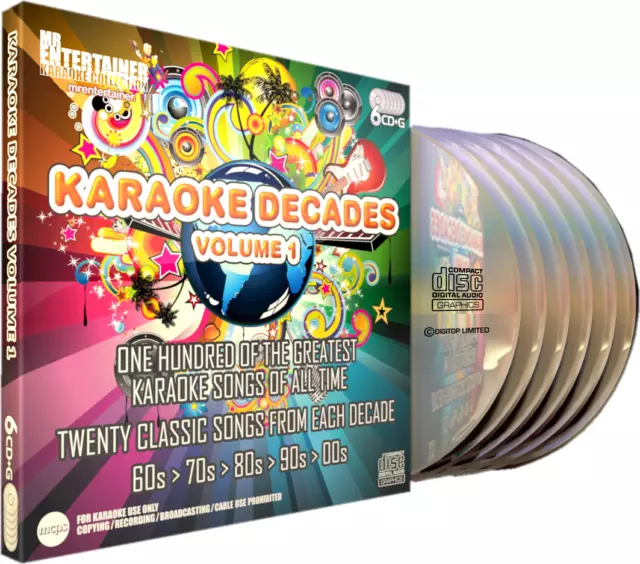 Mr Entertainer Karaoke Decades Vol. 1 - 100 Song 6 Disc CD+G/CDG Set