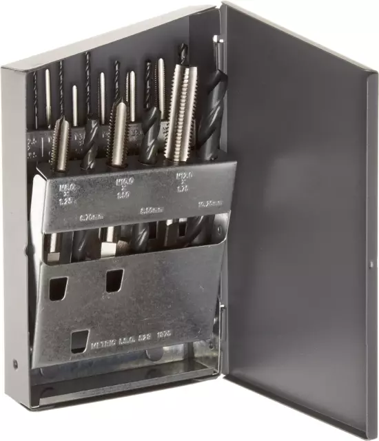 52541 HM18 High-Speed Steel Jobber Length Drill Bit and Tap Set with Metal Case,