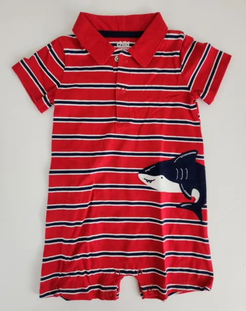 NEW Child of Mine Carter's Boys Size 12 Months One Piece Striped Shark Outfit