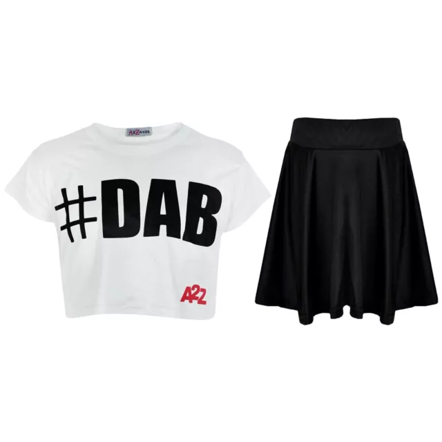 T-shirt e gonna alla moda con filo interdentale bianco e alla moda bambine #DAB 5-13 ANNI