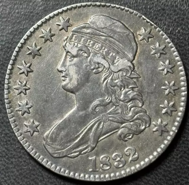 1832 50c Capped Bust Half Dollar. Nice XF/AU Details, Scratches