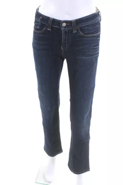 Giorgio Armani Womens Zipper Fly Mid Rise Dark Wash Straight Leg Jeans Blue 27