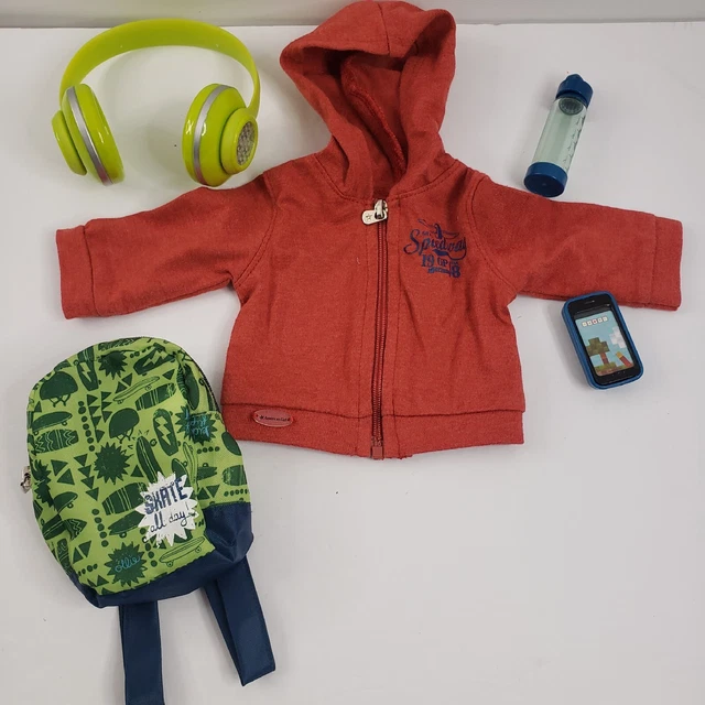 American Girl Everyday Acc. Boy Jacket  Backpack WaterBottle Headphones Cellphon
