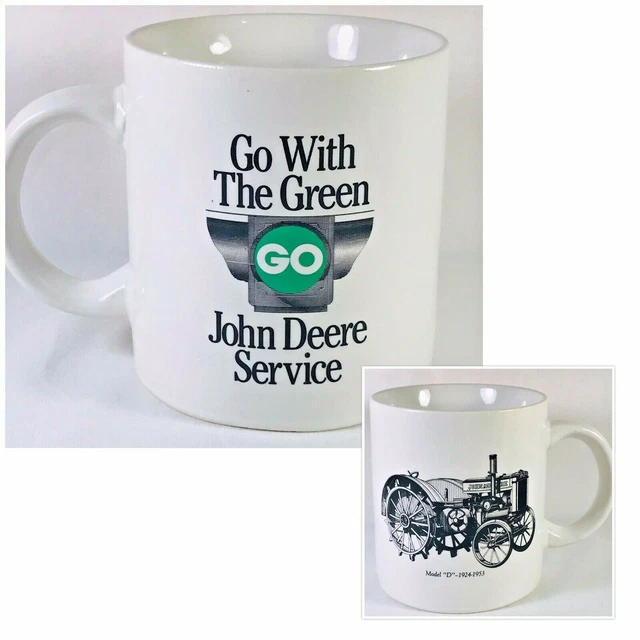 John Deere Coffee Cup Mug Service Model "D" Farm Tractor White
