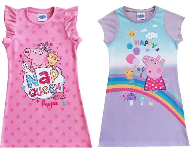 Girls Peppa Pig Rainbow Nap Queen Nightdress Night Shirt Nightie 12 Months-4 Yrs