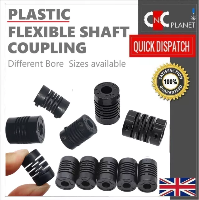 Plastic Black Flexible Shaft Coupling Coupler Stepper Motor Joining Connector UK