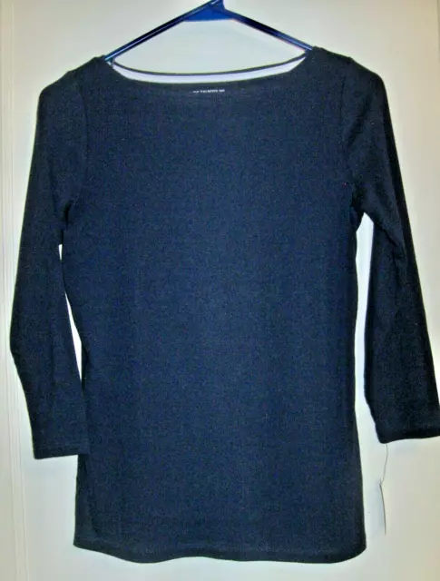 NWT TALBOTS TEE Top Navy Blue; 100% Pima Cotton; Pullover Shirt; Petite Size P