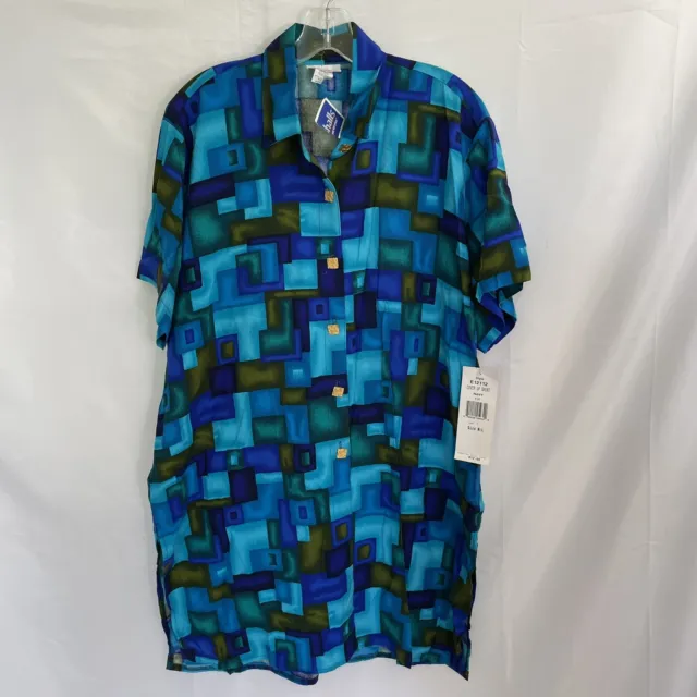 VINTAGE ROXANNE Button Down BEACH COVER UP RAYON SIZE M/L Dress NEW