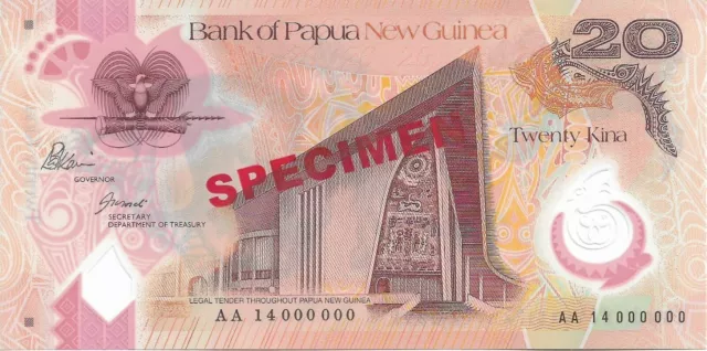 PAPUA NEW GUINEA 20 Kina Specimen P31s 2014 UNC