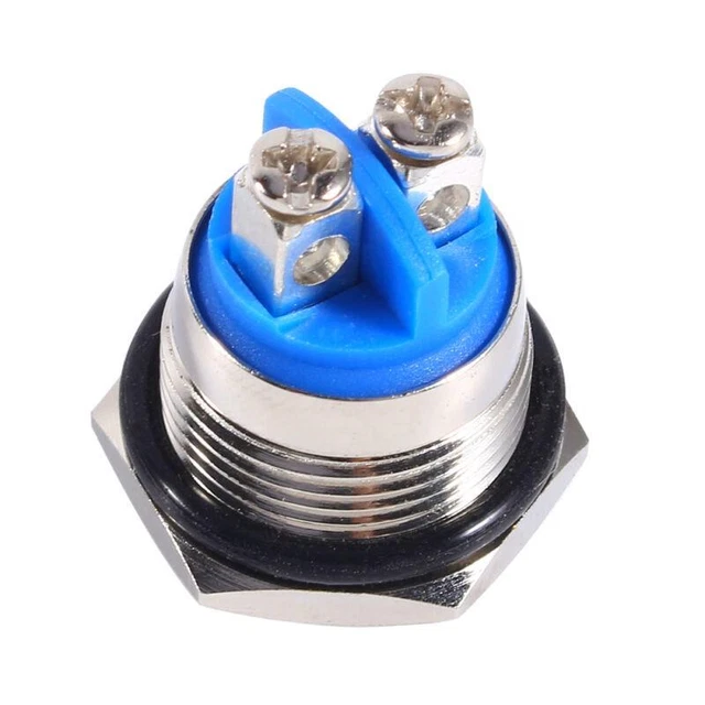 Interruttore pulsante metallo auto argento 16 mm ON corno 12 V impermeabile RS