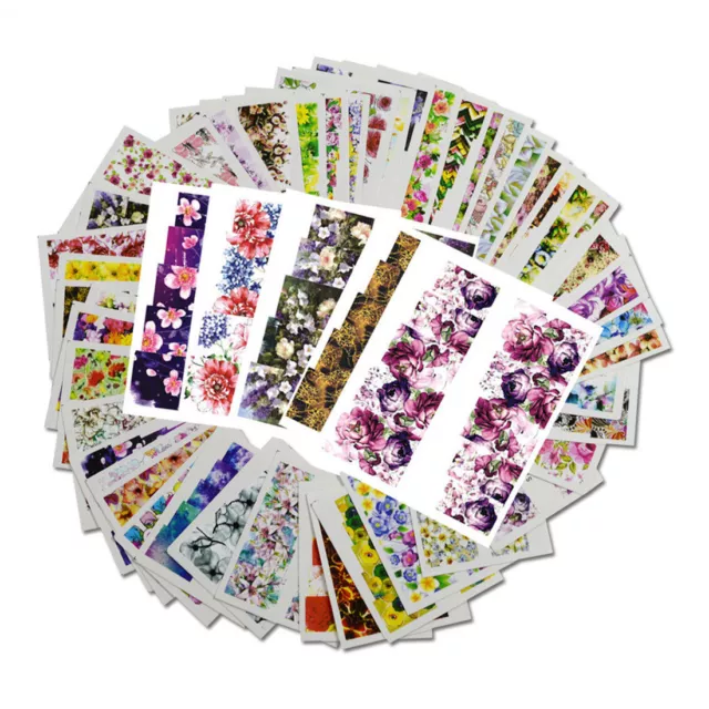 48x Flower Decals Water Transfer Manicure Nail Art Stickers Tips Decoration DIY