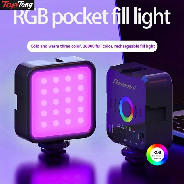 Pocket RGB Full Color 3000-9000K LED Video Light Photography Fill Lamp VLog D3