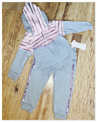 Young Girls Grey/Pink Fur Trim Tracksuit. Aged 2yrs. Brand New