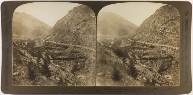 US USA Zug Georgetown Ry. Schlaufe Rocky Gebirge Foto Stereo Vintage 1905