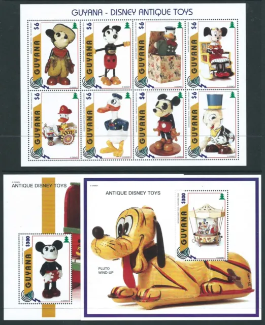 GUYANA 1996 SG4799MS807 sheetlet +2 MS Disney Antique toys unmounted mint cat£14