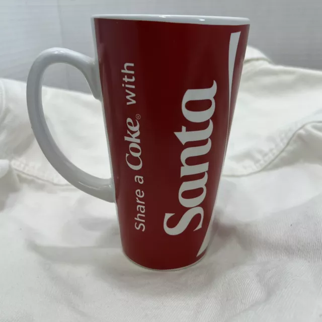 “Share a Coke with Santa” Coca Cola Mug Cup Soda Drink Red Christmas 16 oz