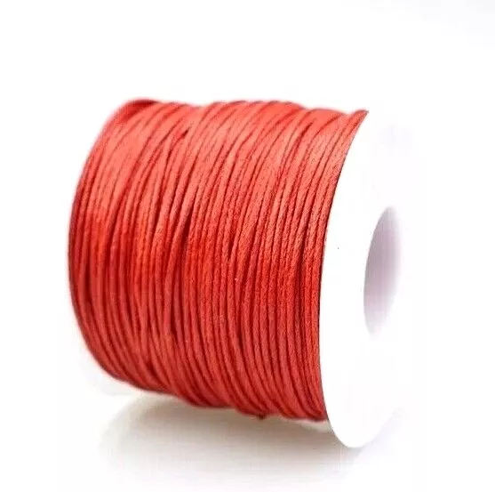 1mm Waxed Cotton Cord Jewellery Making Bracelet Necklace Craft thread 5m 10m Red