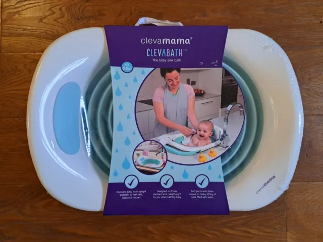 Clevamama ClevaBath Foldable Bathtub New Born To 12 Month Upto 20lb Blue New .