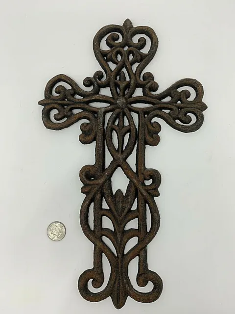 Cast Iron Rustic Wall Cross Decor Religious Decorative Hanging Swirl Collection