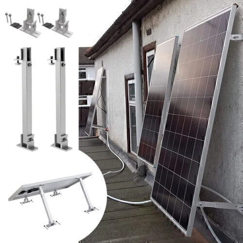 NuaSol Support Balustrade Pour 2 Panneaux Solaires - Fixation Balcon - 80mm