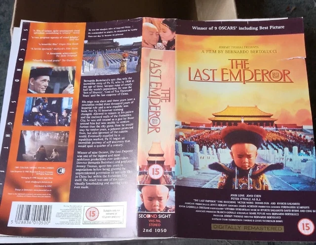 The Last Emperor VHS Tape 1987 Best Picture Oscar Winner John Lone Peter O Toole