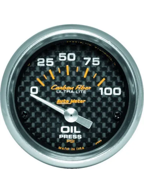 Auto Meter 2-1/16 Oil Pressure, 0-100 PSI, Air-Core, Carbon Fiber (4727)