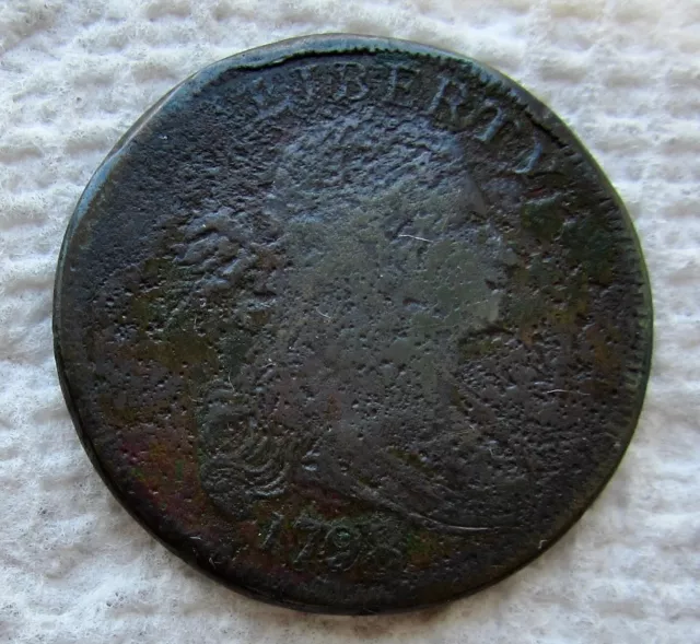 1798 1C BN Draped Bust Large Cent Rare Date 1st Hair Style VF Detail Corroded