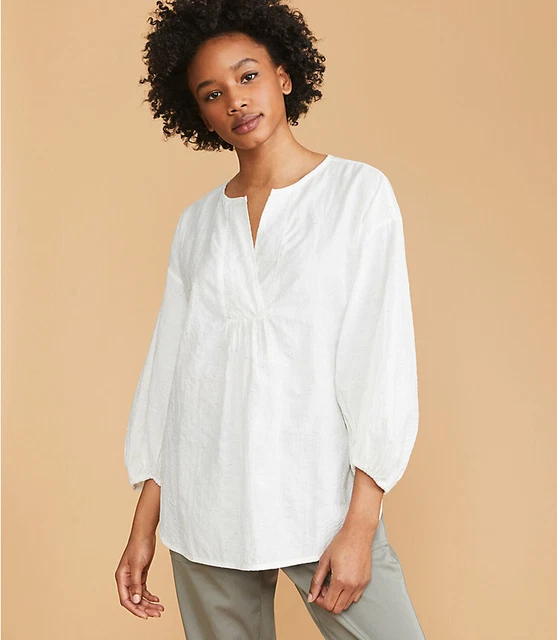 LOU & GREY by Loft Tunic Poet Blouse Top Crisp White Summer NEW XS £22.78 -  PicClick UK