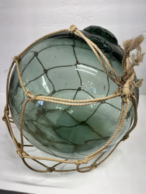 JAPANESE GLASS AQUA Green Fishing Float 11” 35” Diameter Marked Net Estate  Bouy $149.99 - PicClick