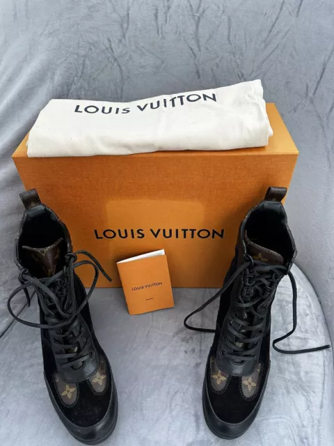 LV Laureate Desert Monogram Suede And Leather Ankle Boots Eu 38 Uk 5 Us 8  at 1stDibs