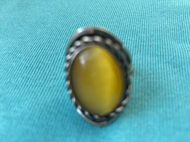 Jewellery ; BLESSED Peruvian  YELLOW PRECIOUS STONE ALPACA SILVER RING