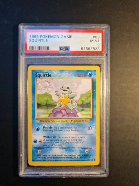 Squirtle Base Psa 9 1999 Pokemon Game Starter 63/102
