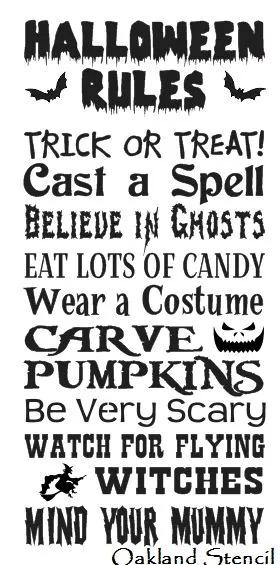 STENCIL**Halloween Rules**Large 12x24 for signs Fall Pumpkin Witch