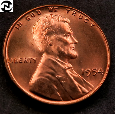 1954 Lincoln Wheat Penny Cent // Gem BU (red) // 1 Coin