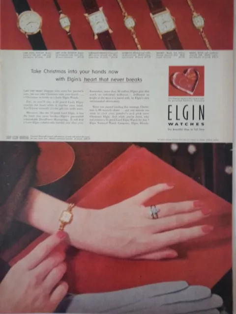 1953 Elgin Watch Christmas Lady Elgin Martha Original Print Ad