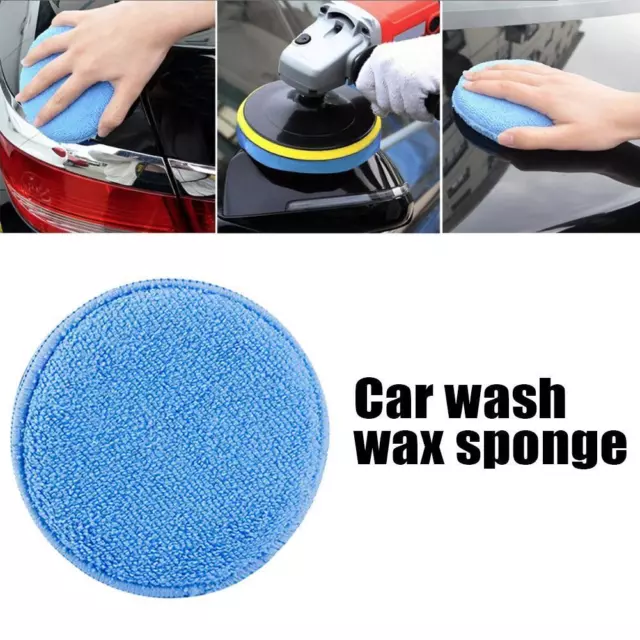 1x Car Wash Wax Sponge Microfiber Polishing Wax Sponge --`.` Round S0J8