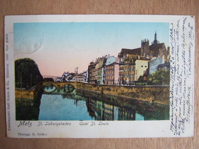 Cpa Metz (57 Moselle) Saint Ludwigstaden Quai Saint Louis. Photog. H. Prillot