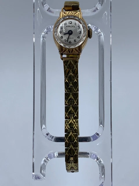 Montre Femme Vintage PIROFA - Mécanique Manuelle, Boîtier Plaqué Or, Cadran Blanc - Années 1940-1970