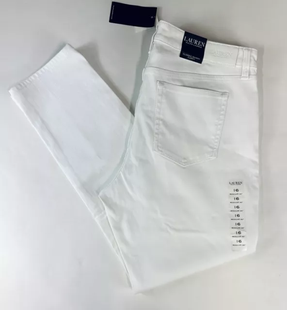 NWT Lauren Ralph Lauren Classic Skinny Curvy Size 16 Women's White Jeans 30”