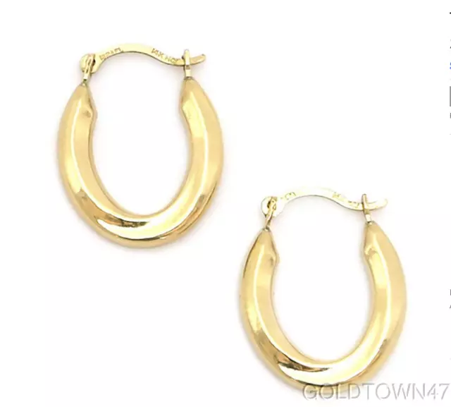 10k Yellow Gold Shiny Hoop Earring with Saddle Back Clasp