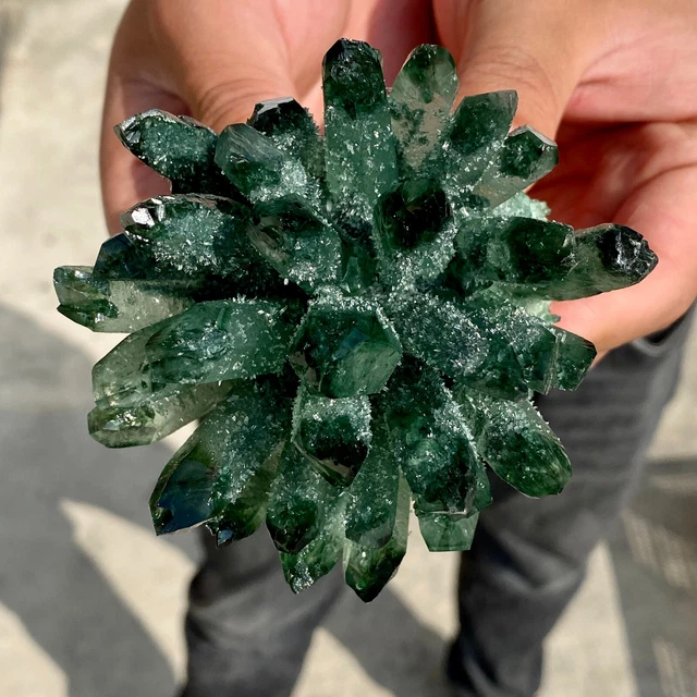 352G New Find Green Phantom Quartz Crystal Cluster Mineral Specimen Healing 9