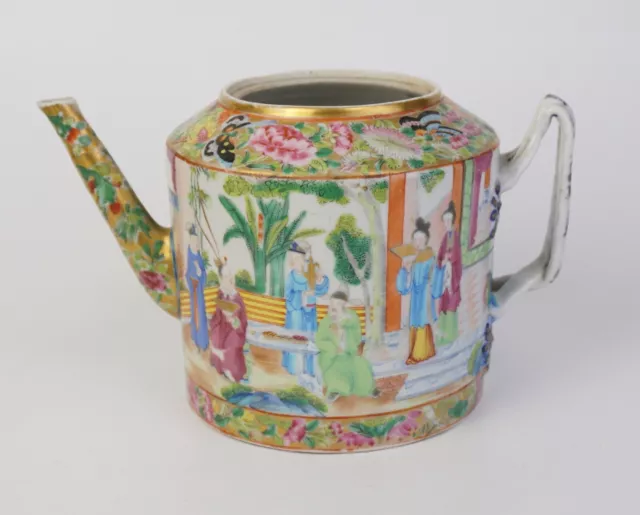 FINE! LARGE Antique Chinese Canton Famille Rose Porcelain Teapot c1850 2